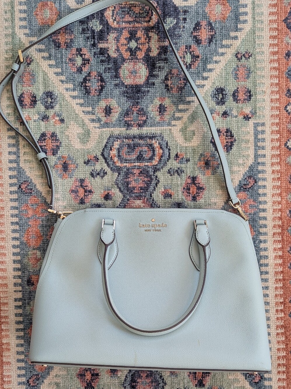 Kate Spade Light Blue Leather Dome Satchel